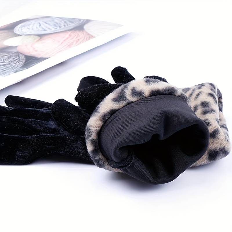 1 Pair Leopard Warm Gloves