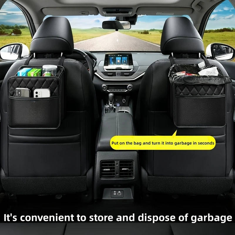 1pc Premium Faux Leather Car Seat Organizer Spacious Durable Easy-Clean Storage Bag for All Vehicles