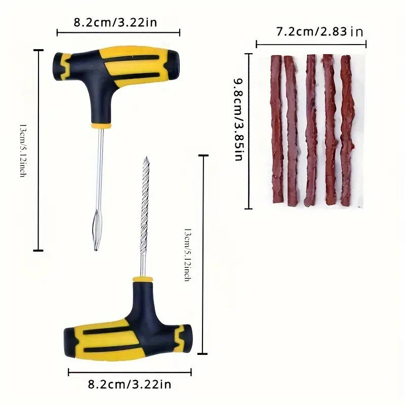 22Piece Car Tire Repair Kit with Emergency Puncture Repair Tools Plug Strips and Stirring Glue Quick
