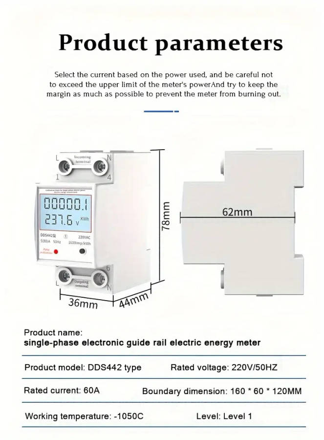 household electricity meter lcd electricity meter single phase 220v mini watt hour meter rail type air conditioning electricity meter intelligent digital display metering details 5