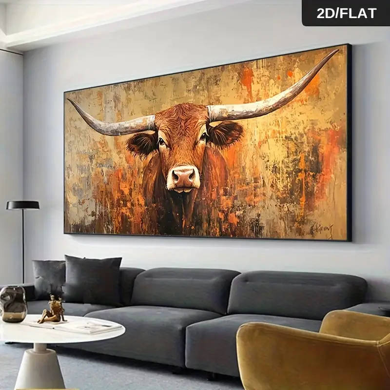 70cm x 140cm Modern Abstract Textured Cattle Wall Art Canvas