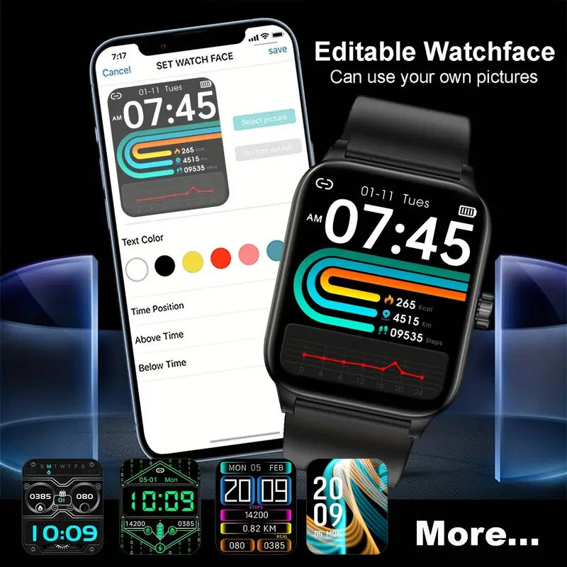 Smartwatch 3D Dynamic Sports Plant Growth Dial 1.85-Inch Large Screen True Smart Call Watch 100+ Spo