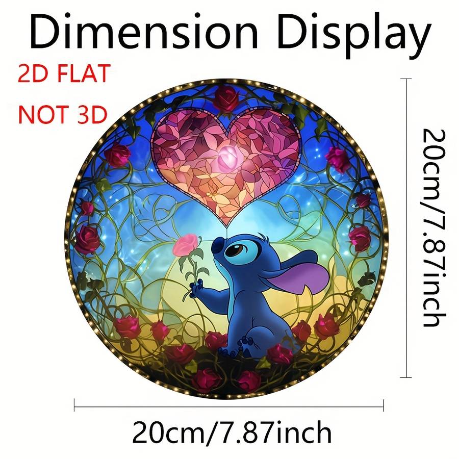 1pc 2D Flat  Stitch Art Deco Acrylic Suncatcher Fairy Tale Themed Hanging Ornament for Home Gard
