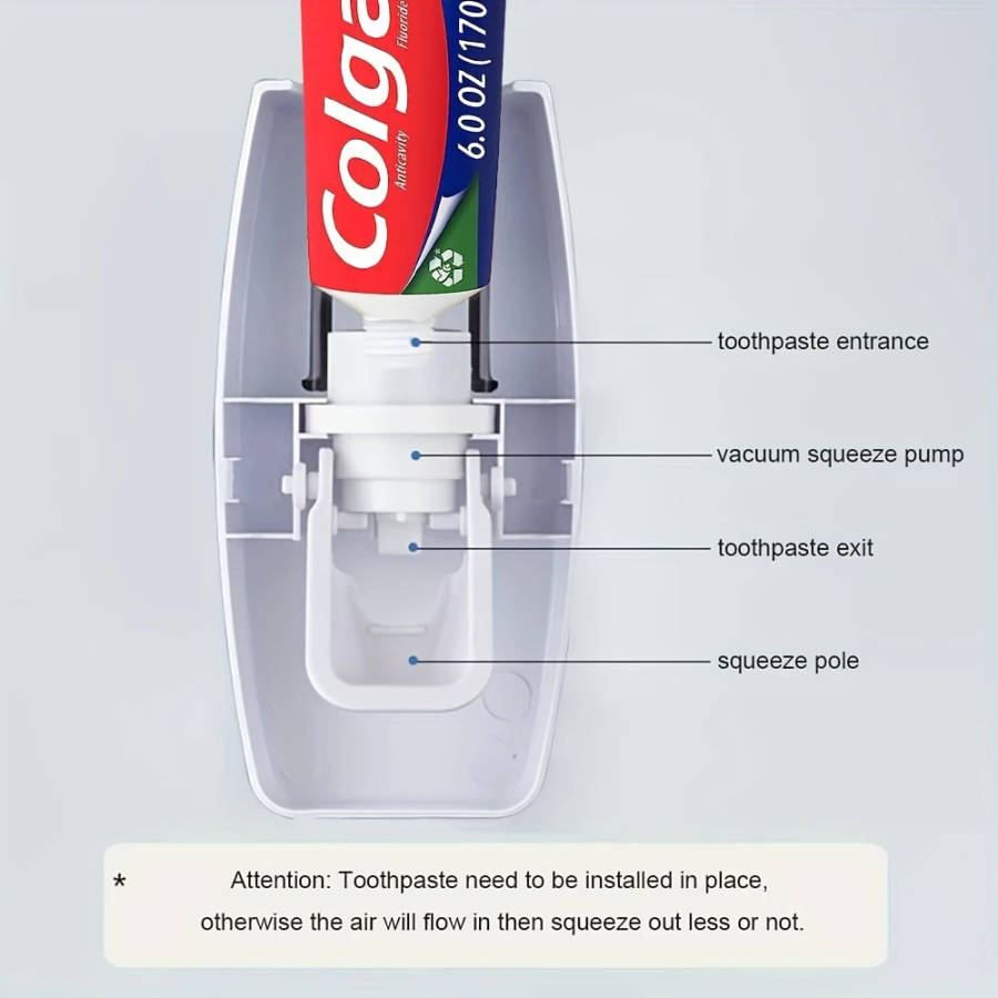 1Pc 5 Head Toothbrush Holder With Automatic Toothpaste Dispenser Wall Mounted