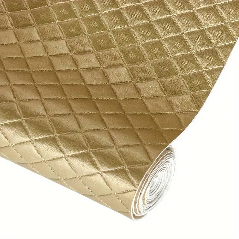 1pc Soft Synthetic Imitation Leather Diamond Embossed Golden color