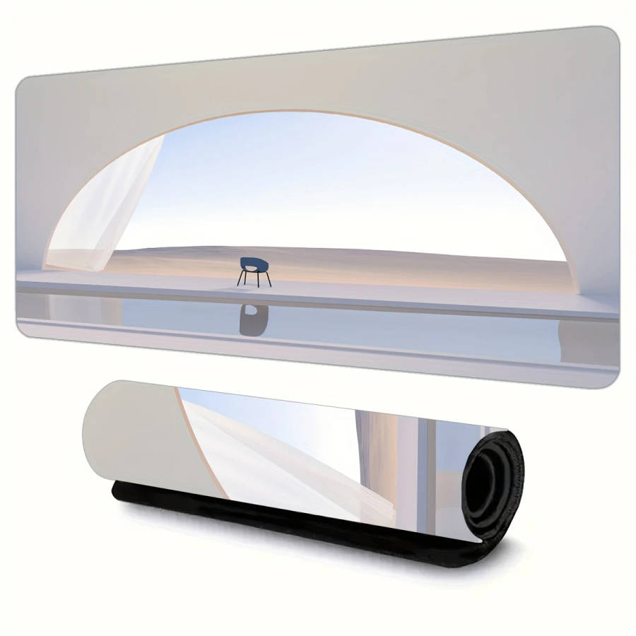 1pc 30x60cm Gaming Mouse Pad with White-Toned Arch Desert Design Non-Slip Durable Rubber Base