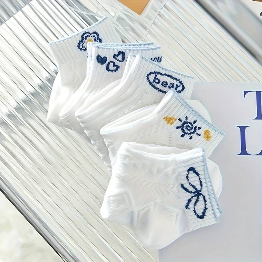 5 Pairs Of Random Colors One Size High Elastic Socks