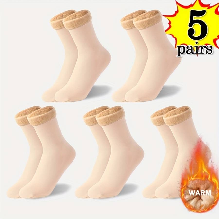 5 Pairs Apricot One Size High Elastic Socks