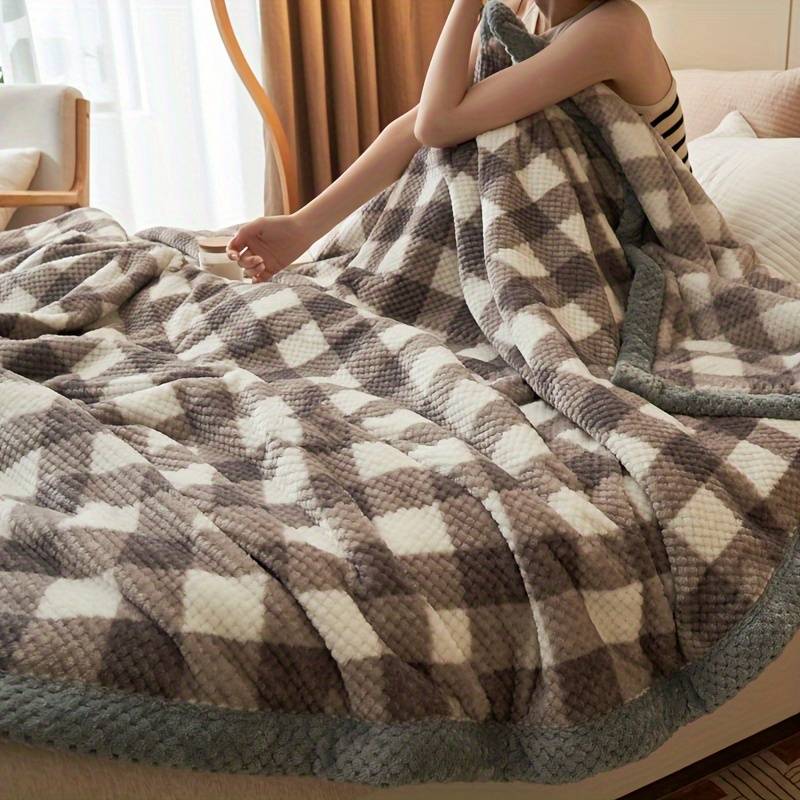 1ps Blanket Color Plaid Brown size 180.09cmx200.15cm