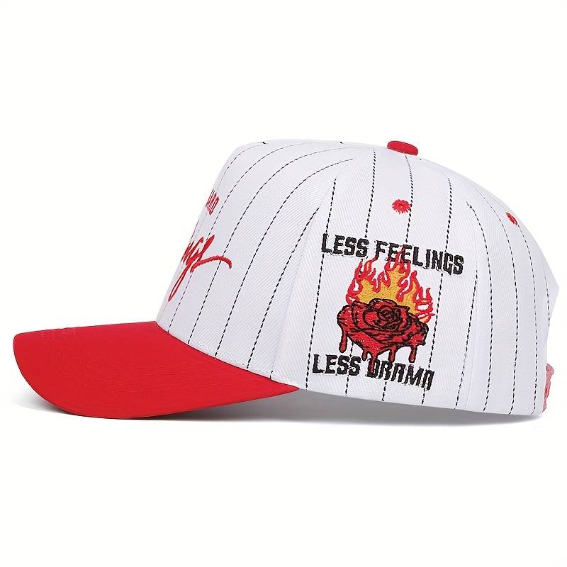 1pc Embroidery Baseball Cap Outdoor Sports Striped Cap Casual Hip Hop Flame Cap