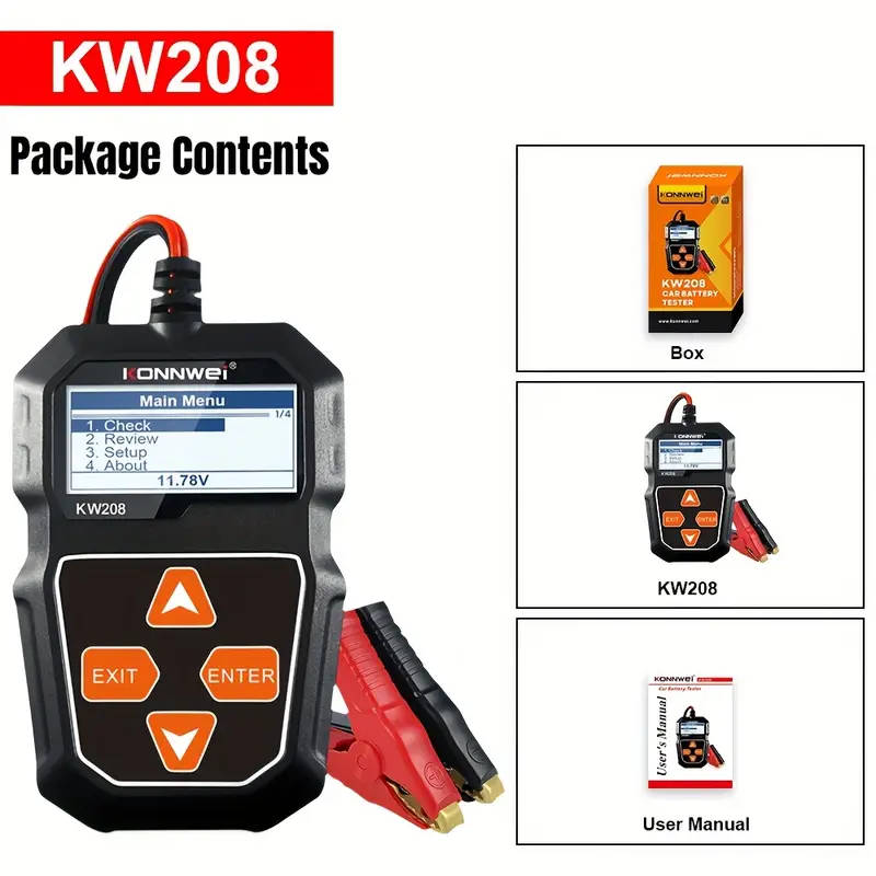 KONNWEI KW208 12V Car Battery Tester