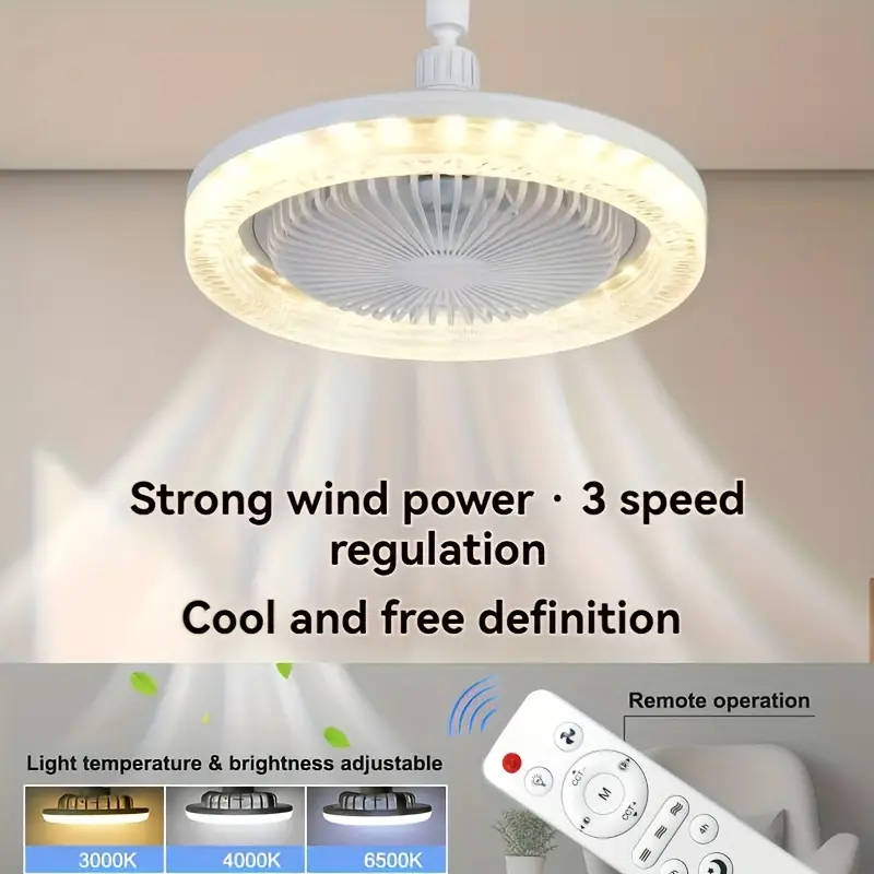 2-in-1 Multifunctional Ceiling Fan with Light, LED Fan Light, 25.4 cm Diameter, Color Matching
