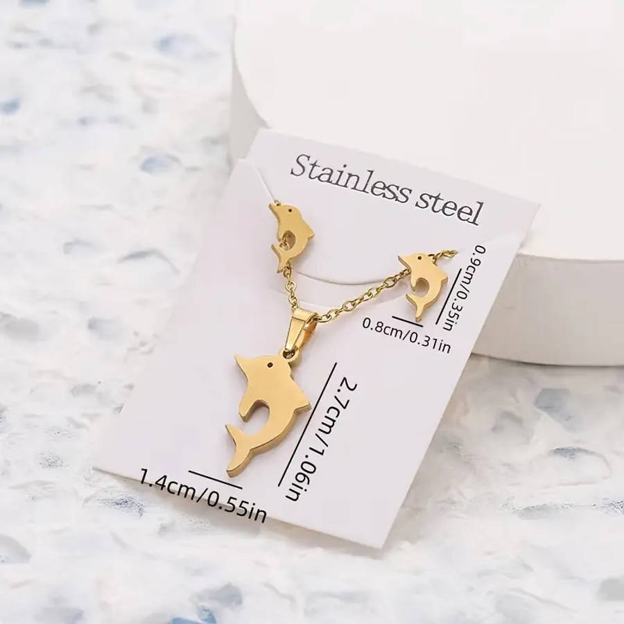 Stainless Steel Jewelry Set for Women - Dolphin