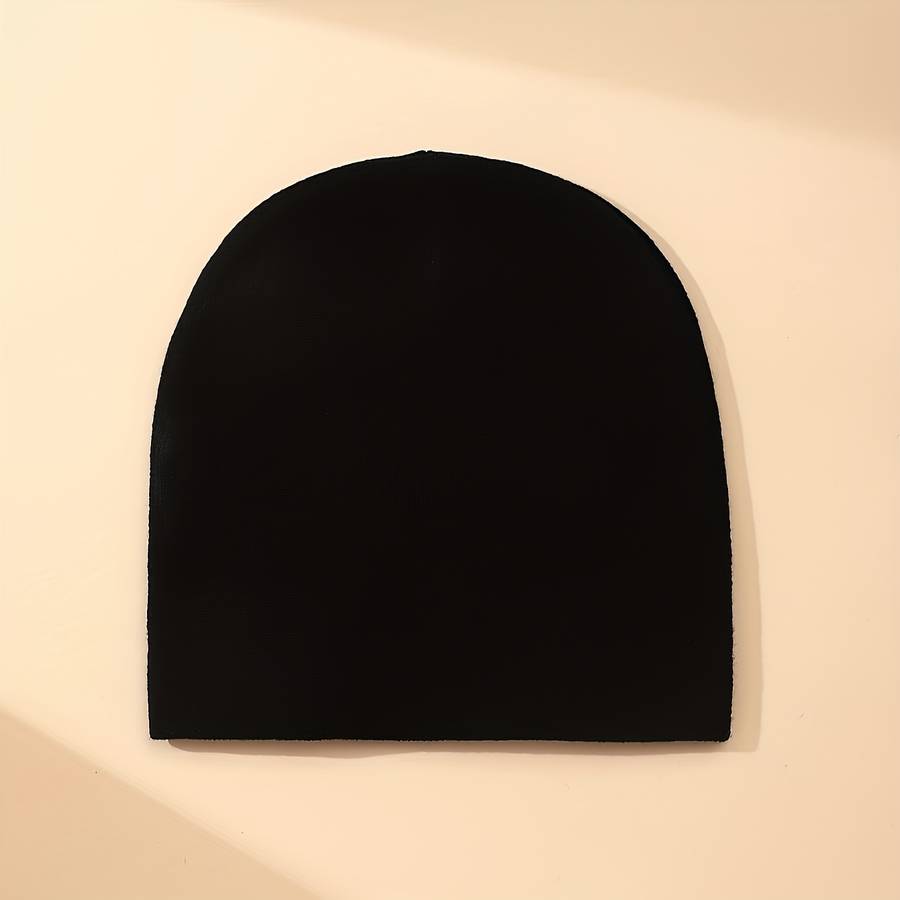 Chic Skull Beanie Black White Jacquard Stretchy Elastic Knit