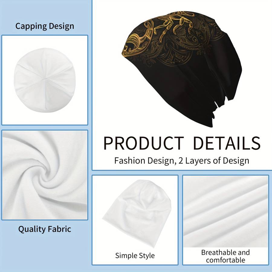 1pc Vintage Scorpion Skull Beanie Lightweight Polyester Spandex Blend Perfect for Outdoor Acti