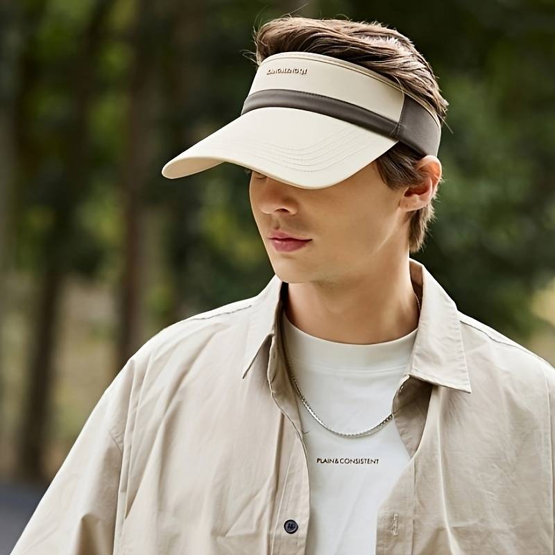 1pc Unisex Adjustable Sun Visor Hat with Breathable Design Black White Striped Open-Top Cap for