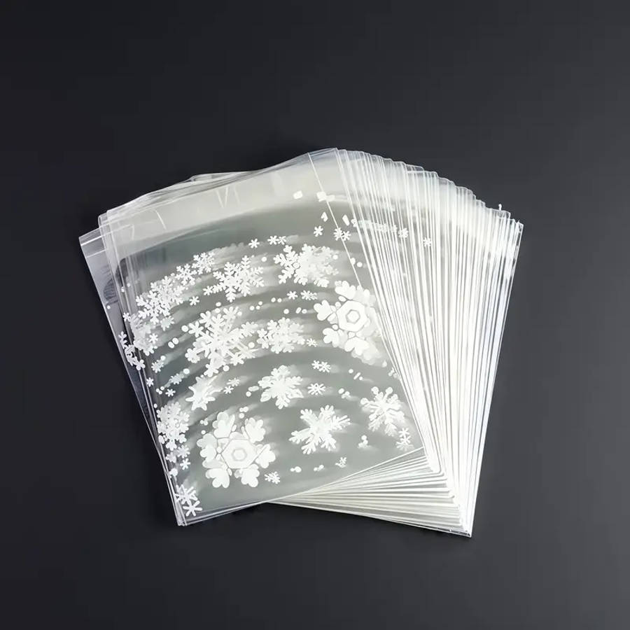 100 Transparent Snowflake Christmas Print Gift Bags