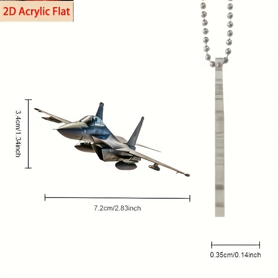 2D Flat S Plane Acrylic Military Aircraft Pendant Fighter Jet Charm For Car M