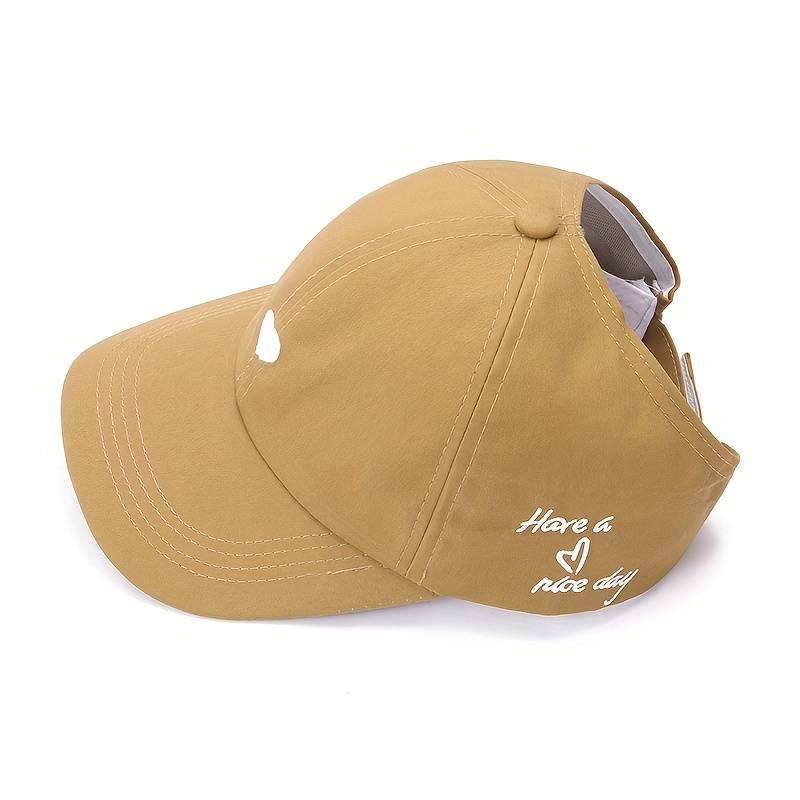 1pc Women's Lightweight Breathable Visor Cap "Have a Nice Day" Ponytail Baseball Hat Sun Protect