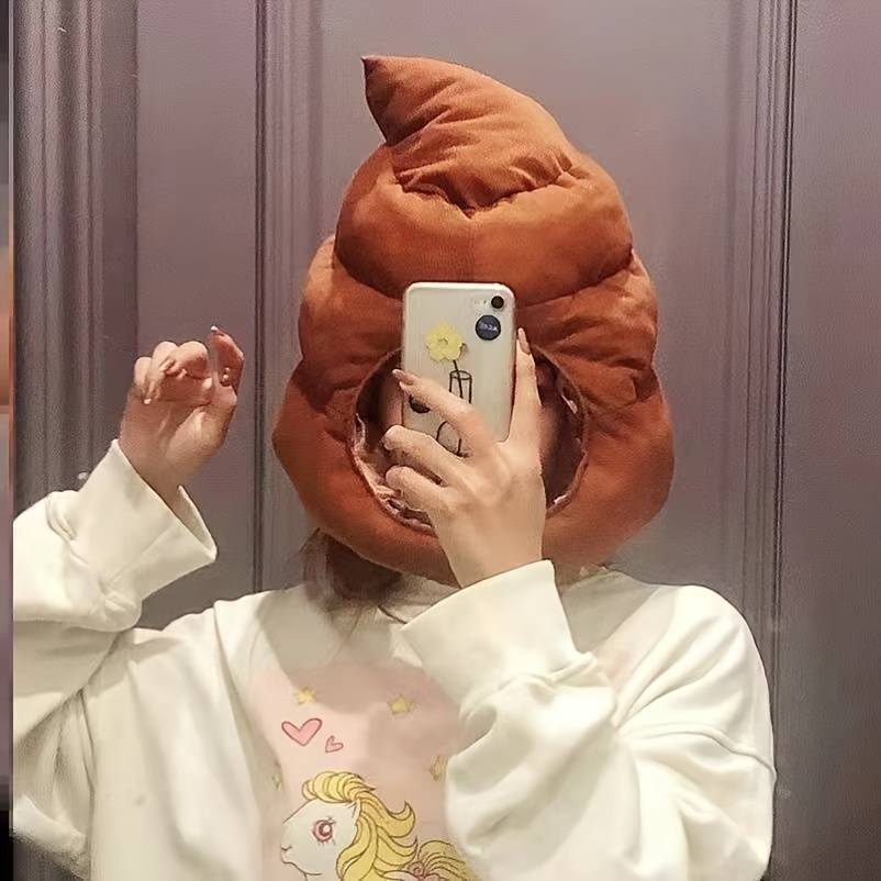 1pc Funny Head Cover Hat Cartoon Cute Warm Sand Sculpture Big Hat Gift Windproof Poop Plush Funny P