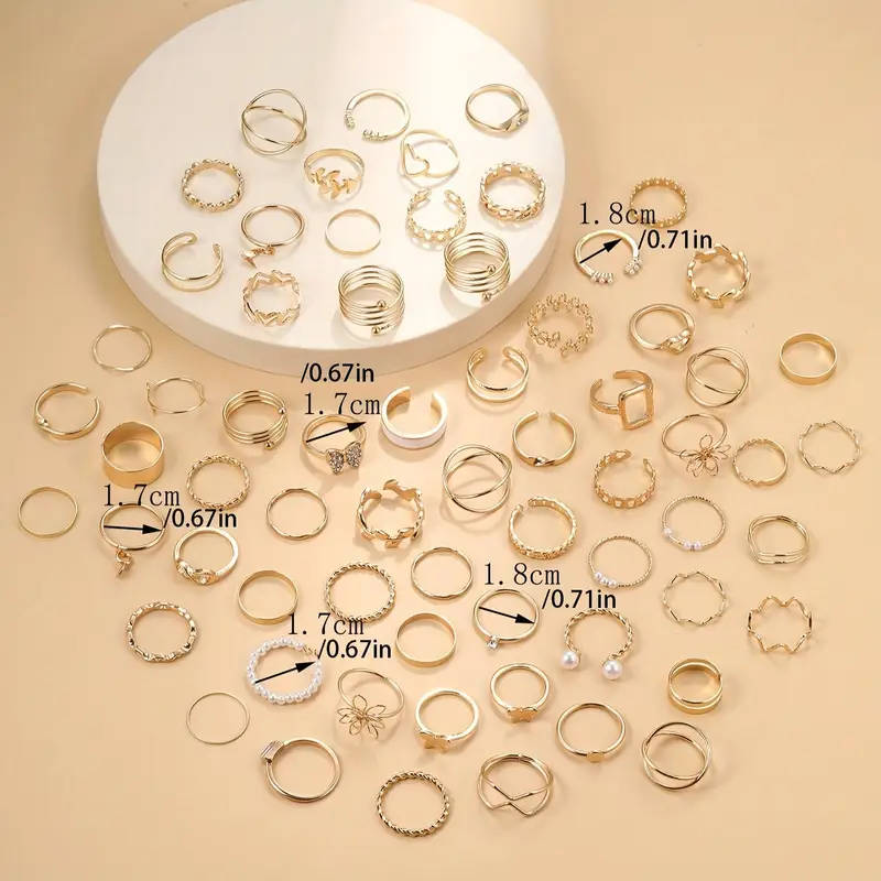 66pcs Ring Set Trendy Designs Mix