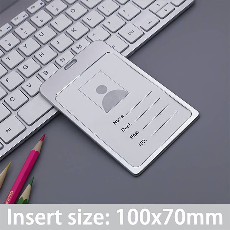 1pc A Vertical Aluminum Card Holder In Golden Color Suitable For Employee ID Cards Student Cards