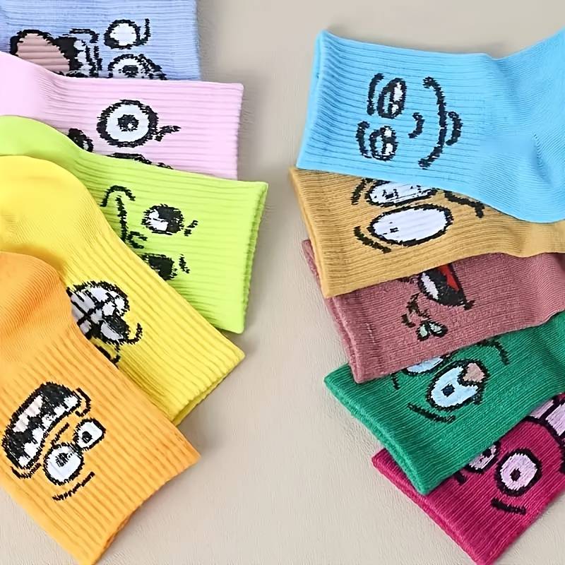 10 Pairs Of Mixed Colors One Size High Elastic Socks