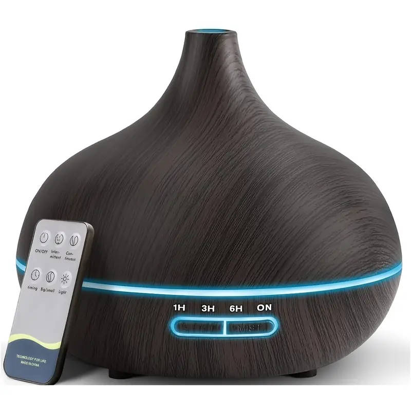 LED Aroma Diffuser with Wood Grain Design - USB-Powered Humidity Regulator & Air Freshener, Compact