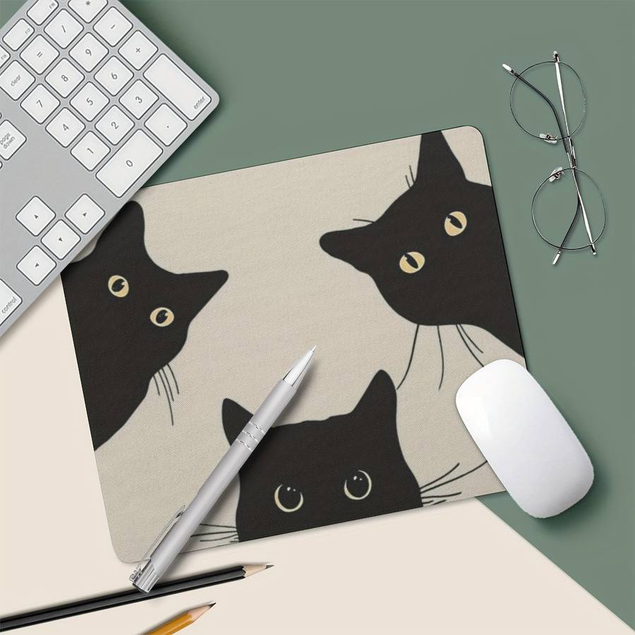 1pc of Three Black Cat Game Mouse Pads Rectangular Mouse Pads for Women and Girls w