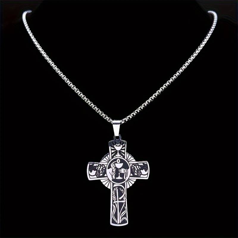 1 Piece Steel Color Jesus Theme Pendant
