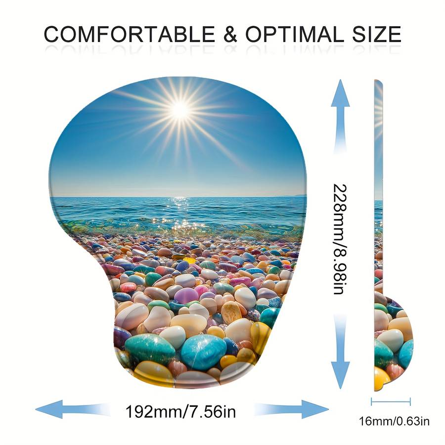 1pc This ergonomic mouse pad inspired by pebble-strewn beaches and sunny beaches has a