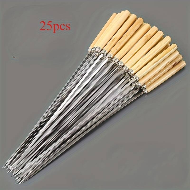 25pcs of stainless steel wood handle barbecue sticks 3.96 meter is very suitable