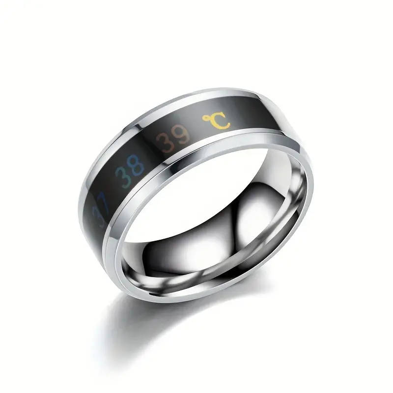 Smart Temperature-Sensing Color-Changing Stainless Steel Ring for Men