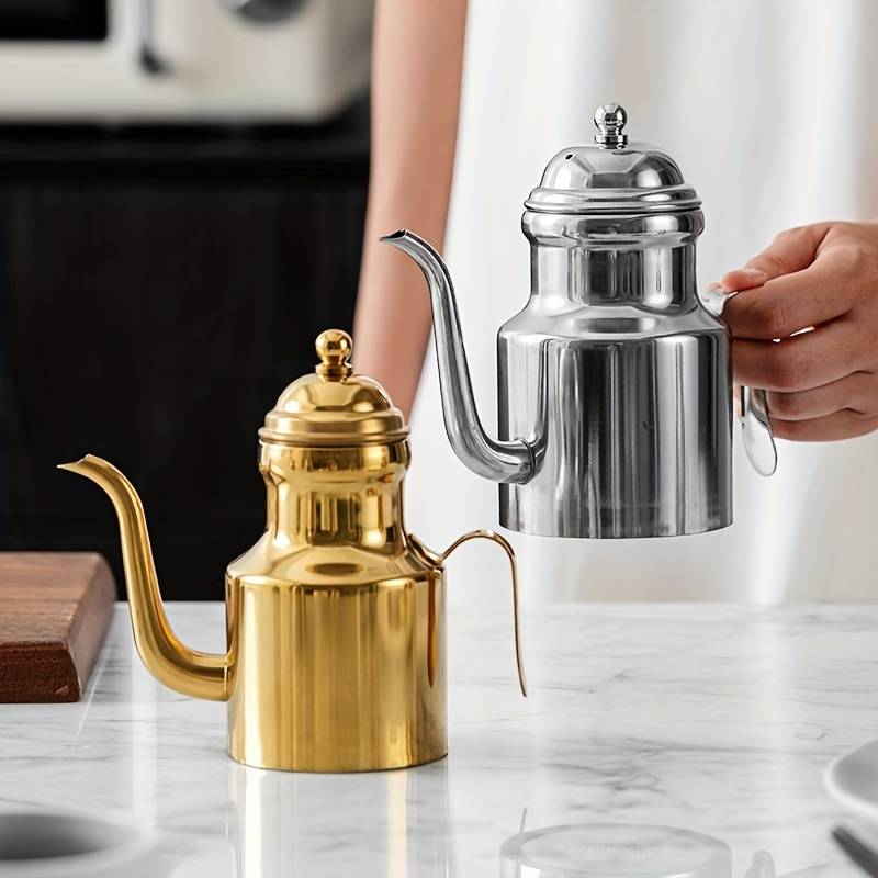 1pc 304 Stainless Steel Oil Pot Large Tea And Coffee Pot Thick And Durable Seasoning Storage