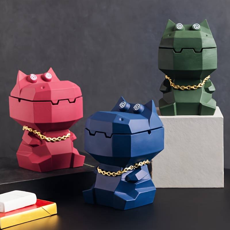 1pc Modern Animal-Shaped Ashtray with Lid Vibrant Color Concrete Stone Design Irregular Shap