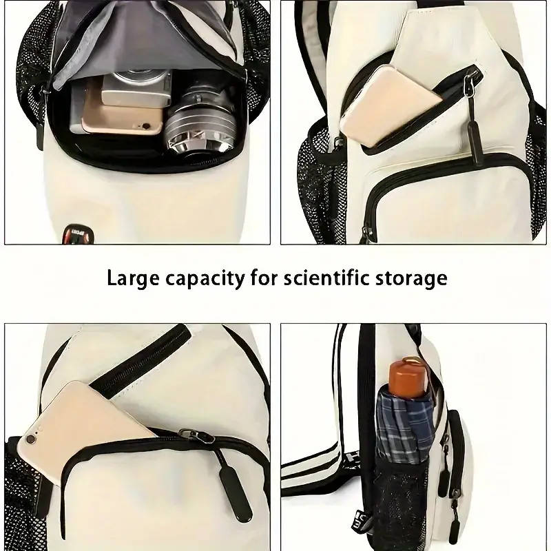 Women's Fashion Sling Backpack Multi-Pocket Nylon Crossbody Bag