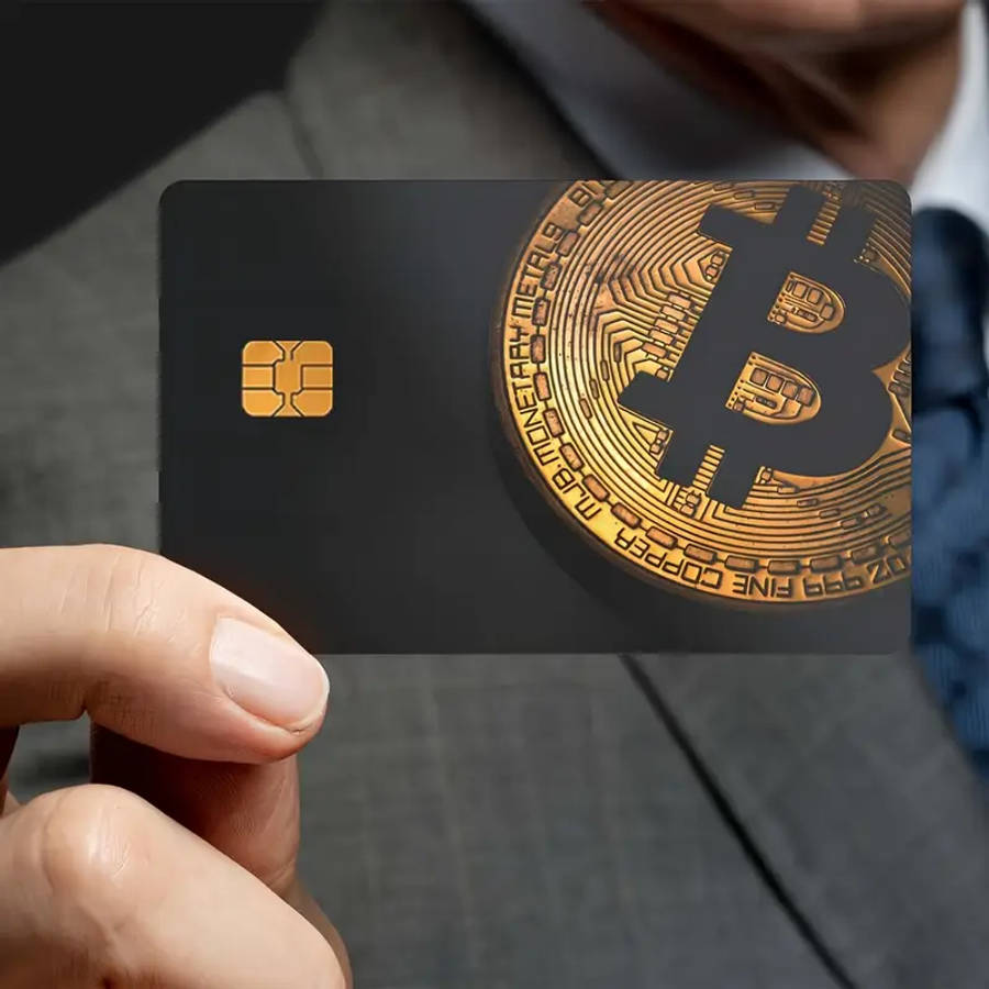 4 Piece Removable PVC Card Protectors with Bitcoin Design, Anti-Scratch