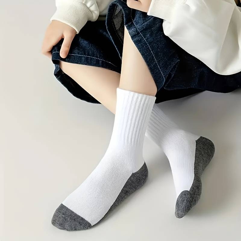 5 Pairs Black And White Base Color One Size High Elastic Socks