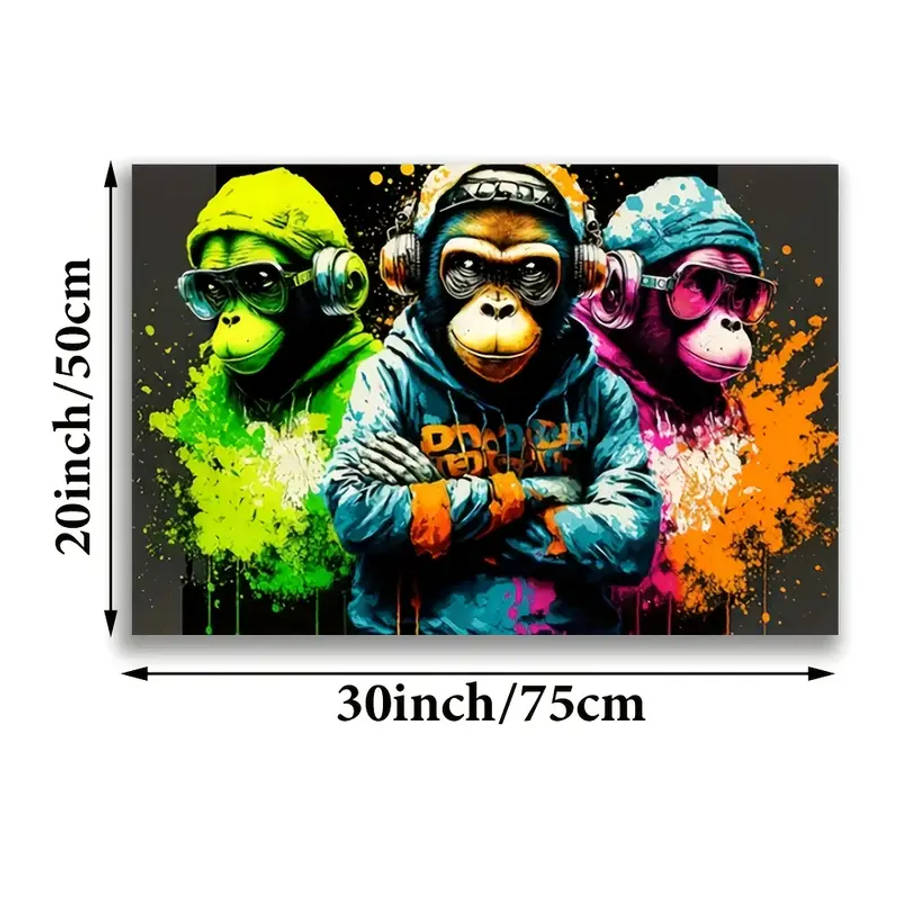 Vibrant Musical Gorilla Canvas Art - Unframed, 76.2x50.8 cm