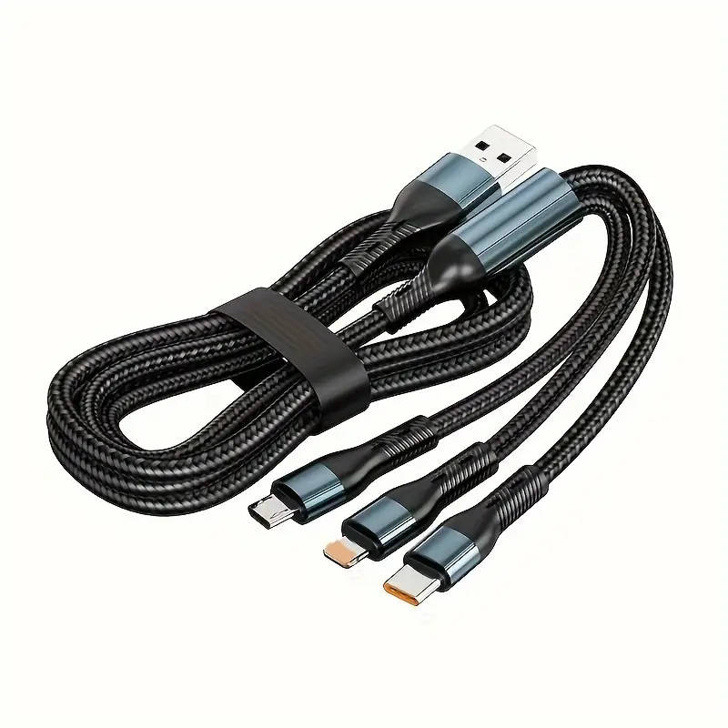 120W 3in 1 USB Fast Charging Cable Micro USB Type C Cable Data Cord for Realme
