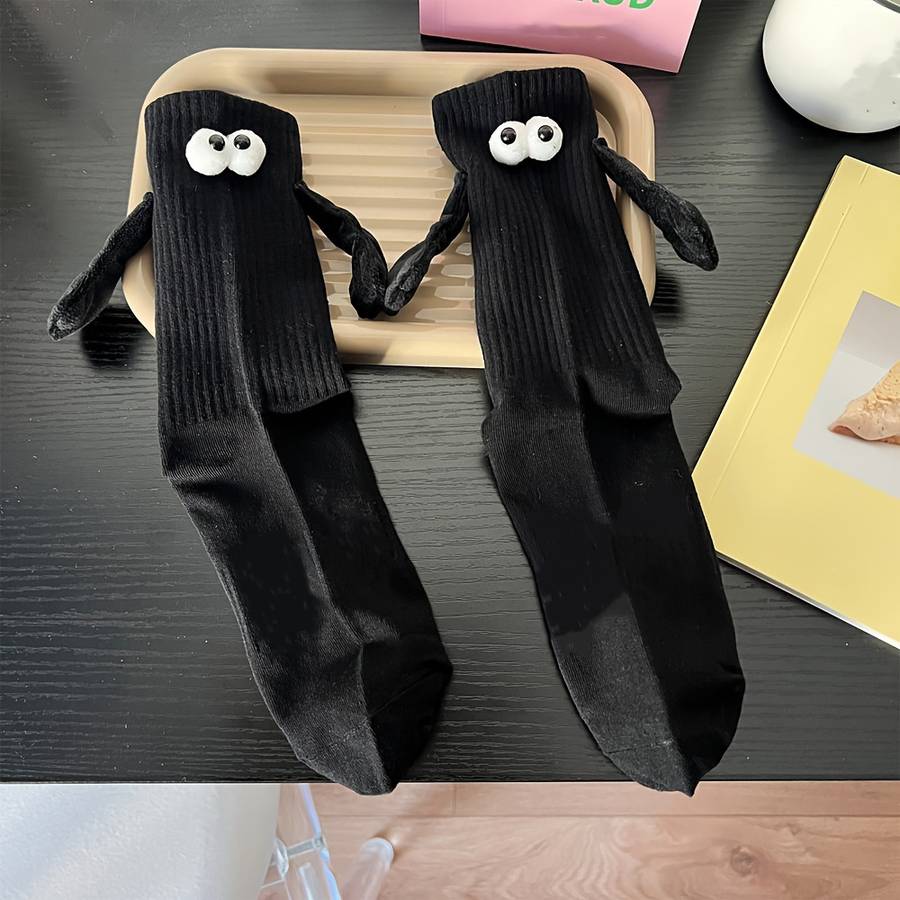 2 Pairs Black One Size High Elastic Socks