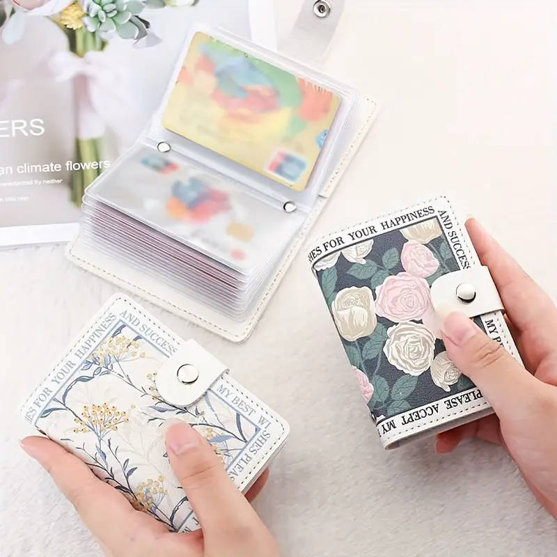 1pc Women's Classic Style Multi-Slot Credit Card Holder Elegant Small Credit Card Holder With Snap B