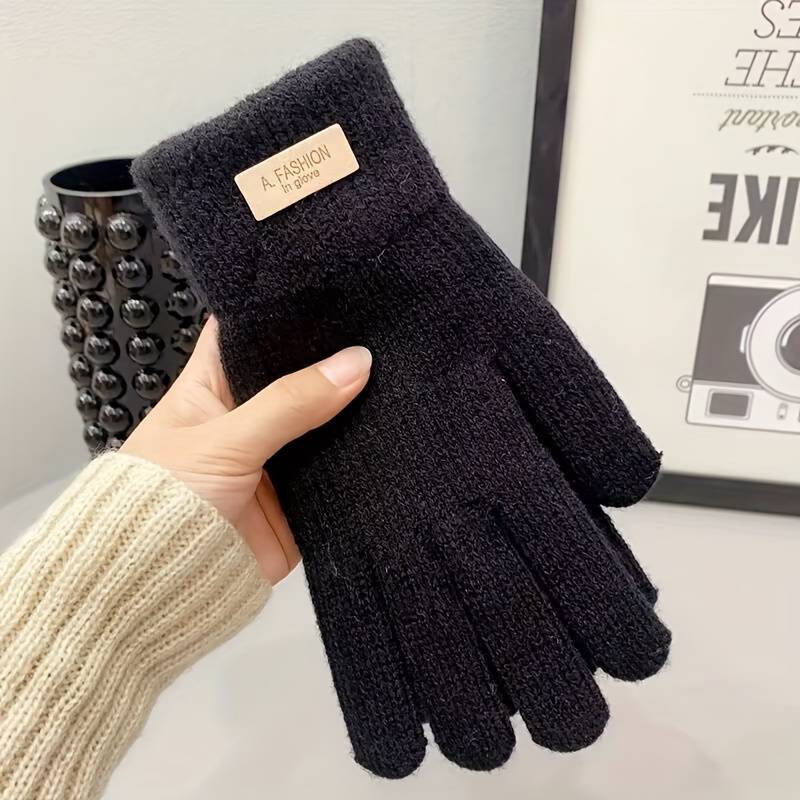 1 Pair Beige Color Warm Gloves