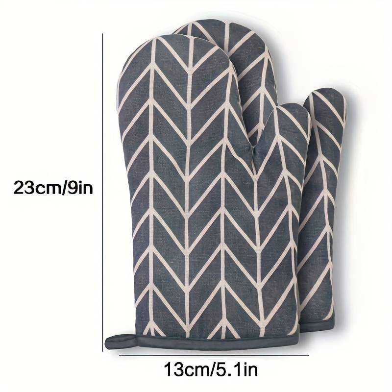 Pair of Nordic Style Heat-Resistant Oven Mitts Anti-Burn Microwave Gloves High-Temperature R