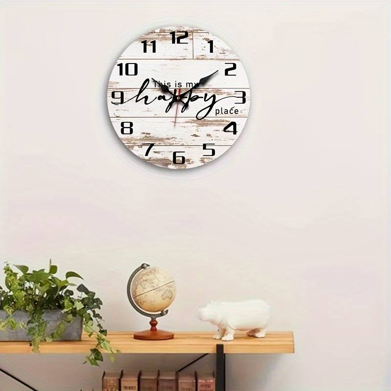1pc Vintage Wooden Grain Creative Fashion Wall Clock Silent Quartz Round Wood Clock for Bedroo