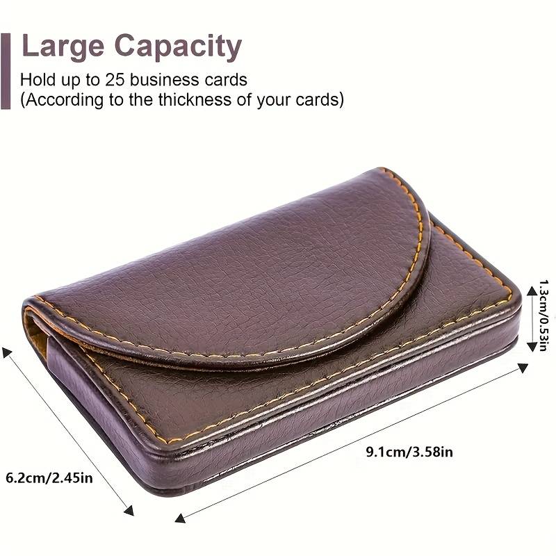 1pc Crocodile Pattern Faux Leather Business Card Holder Magnetic Closure Non-Braided Office