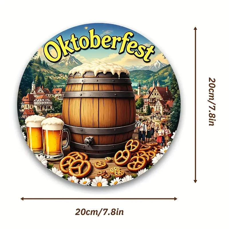 1pc Round Aluminum Oktoberfest Sign a Perfect Gift for Places Like Bedrooms Kitchens Gaming Rooms Ba