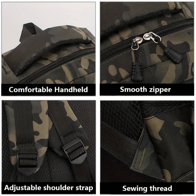 1pc Mens Casual Nylon Backpack with Laptop Compartment Lightweight Adjustable Straps Zipper Closure