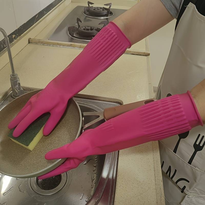 1 Pair Rose Red Size S Household Cleaning Gloves