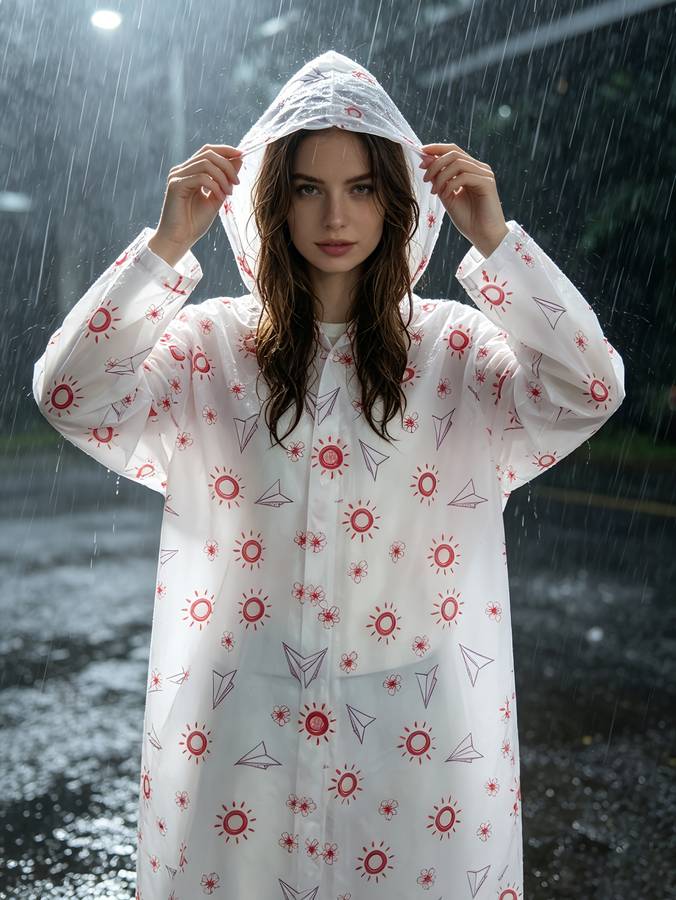 Raincoat White Size Asian Onesize